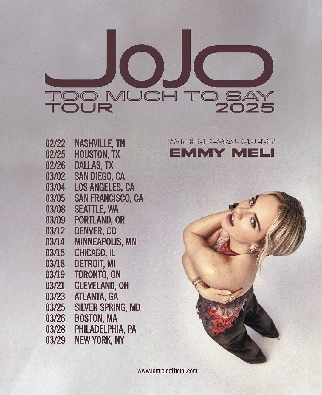 Emmy Meli Too Much to Say Tour Poster 2026
